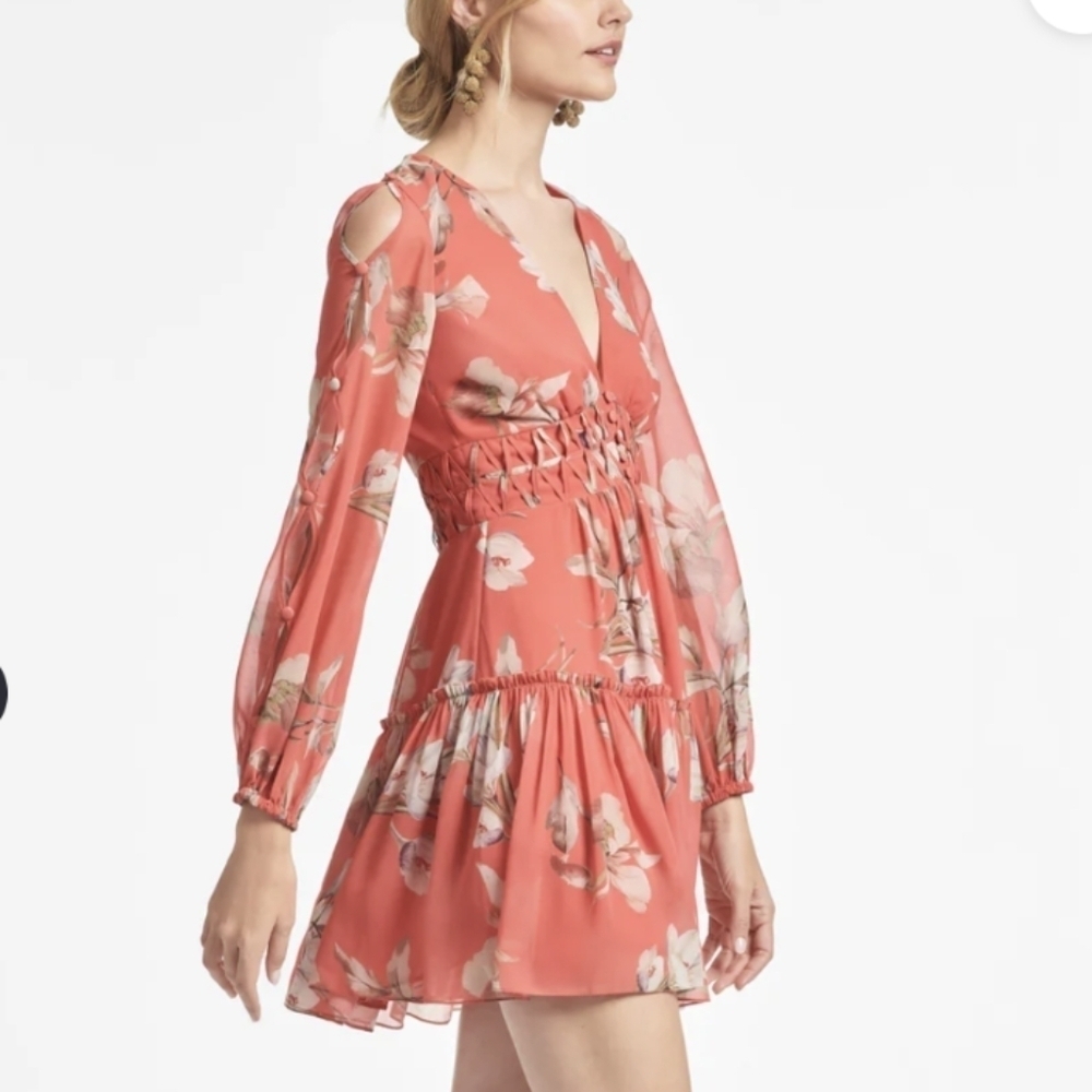Sachin + Babi Keira Dress Women's 0 Coral Venetia Petals Mini TOWER SHELF 2